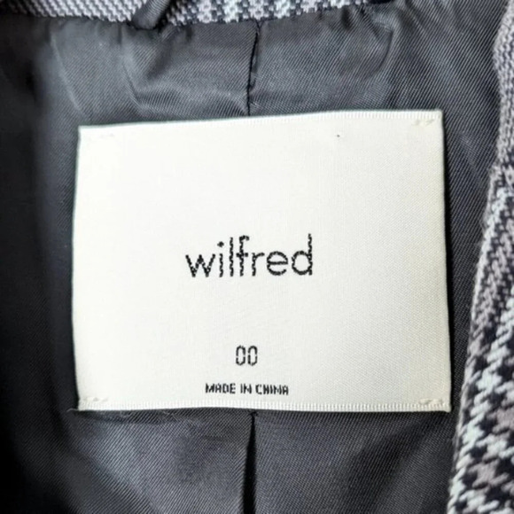 NEW WILFRED Margaux Blazer Plaid Grey Double Breasted  00 XXS Aritzia - Picture 8 of 10